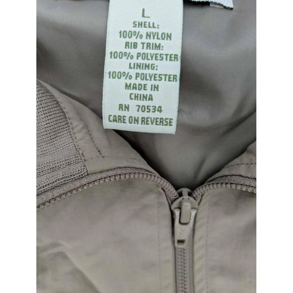 Orvis‎ Mens Activewear Jacket Beige Long Sleeves Quarter-Zip Lined 100% Nylon L